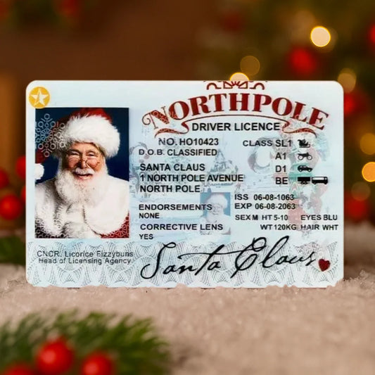Santa Claus Driver's License Card Merry Christmas Decor for Home 2025 Navidad Natal Xmas Eve Kids Gifts Ornament New Year 2026