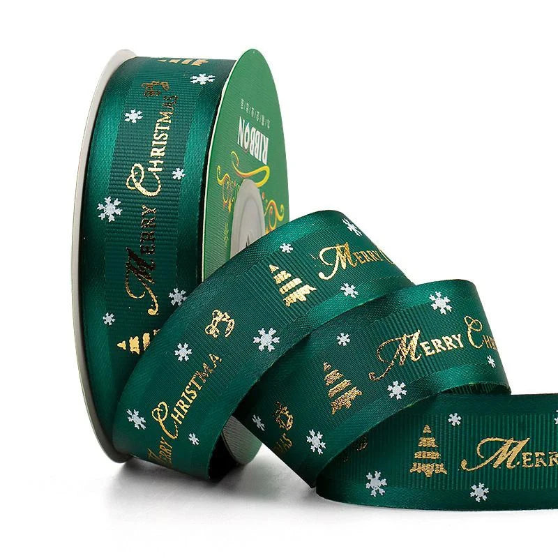 5M Christmas Ribbon Printed Christmas Polyester Ribbon For Handmade Design Christmas Decoration Navidad 2026 DIY Gift Box Packin