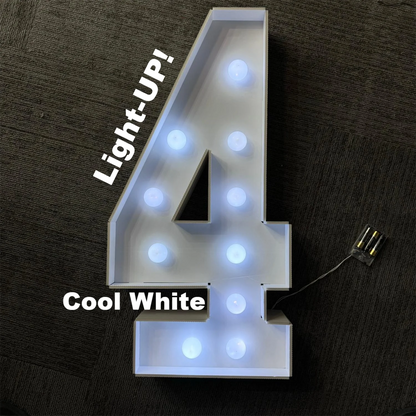 1Pc 73cm/28.7inch Light Up Digital Marquee Frame White Lights KT Board Number 0-9 Plug-in KT Board With Bracket Party Decorative