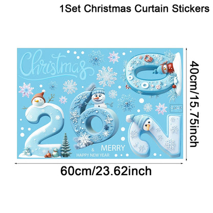 2026 Christmas Window Stickers Xmas Wall Sticker Decals Kid Room Wall Merry Christmas Decorations for Home 2025 New Year Sticker