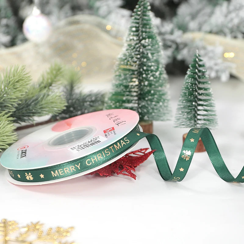 5M Christmas Ribbon Printed Christmas Polyester Ribbon For Handmade Design Christmas Decoration Navidad 2026 DIY Gift Box Packin