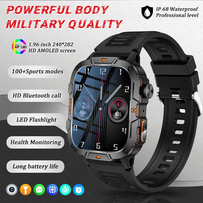 2025 New For Xiaomi Military Grade Smart Watch Men 1.96" AMOLED Screen 5ATM Waterproof Sports Fitness Tracker BT Call Smartwatch