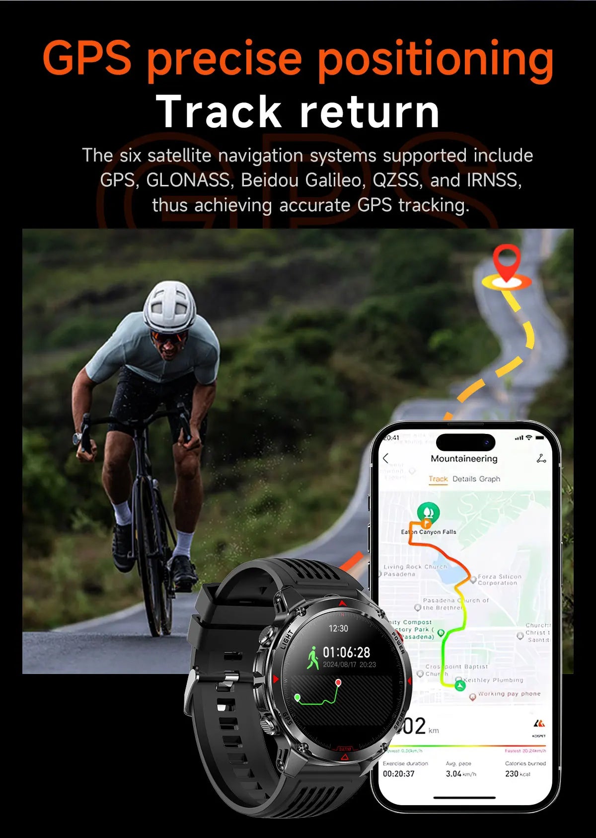 2025 New Professional GPS Sports Smart Watch Outdoor RIDE Run GPS track Swim Watchs Compass Altimeter 3ATM Sports Bracelets Men