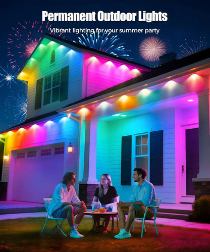 60M Smart RGB Eave Lights App & Remote IP67 Permanent Outdoor LED String Lights Home New Year Christmas Birthday DIY Lighting