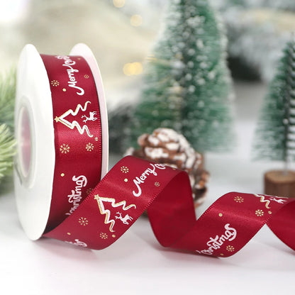 5M Christmas Ribbon Printed Christmas Polyester Ribbon For Handmade Design Christmas Decoration Navidad 2026 DIY Gift Box Packin