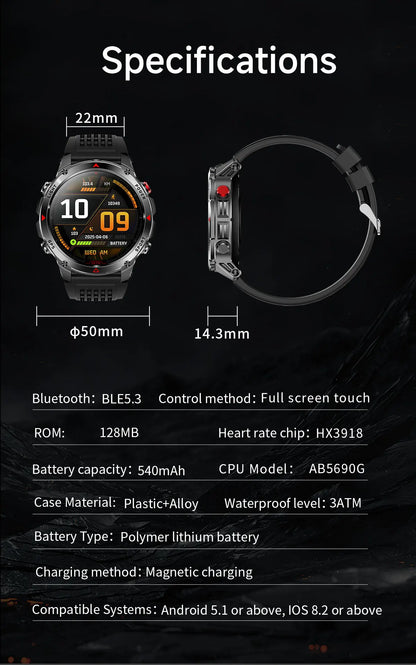 2025 New Professional GPS Sports Smart Watch Outdoor RIDE Run GPS track Swim Watchs Compass Altimeter 3ATM Sports Bracelets Men