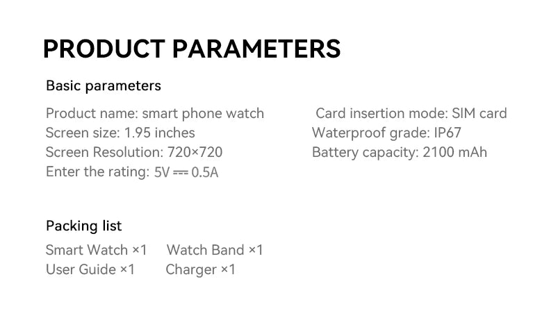 5G/4G Full Netcom 8GB+128GB RAM Smart Watch 1.95 inch 720*720 AMOLED 2100mah Battery 900W Camera GPS WIFI Google APPS Smartwatch