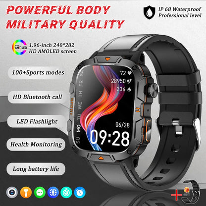 2025 New For Xiaomi Military Grade Smart Watch Men 1.96" AMOLED Screen 5ATM Waterproof Sports Fitness Tracker BT Call Smartwatch