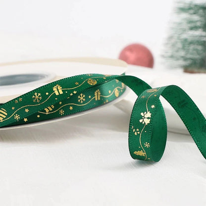5M Christmas Ribbon Printed Christmas Polyester Ribbon For Handmade Design Christmas Decoration Navidad 2026 DIY Gift Box Packin