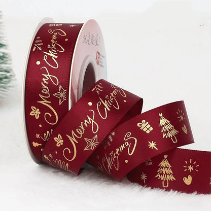 5M Christmas Ribbon Printed Christmas Polyester Ribbon For Handmade Design Christmas Decoration Navidad 2026 DIY Gift Box Packin