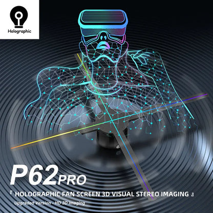 62cm 3D Fan Hologram Projector Wifi LED Sign Remote Control 3D Holographic Lamp Player Advertising Display Logo Light