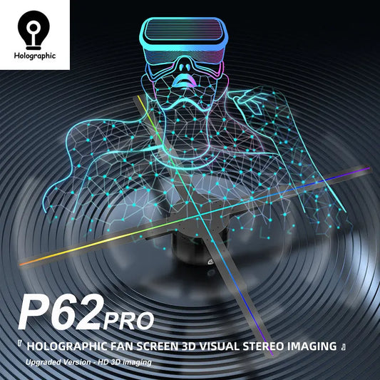 62cm 3D Fan Hologram Projector Wifi LED Sign Remote Control 3D Holographic Lamp Player Advertising Display Logo Light