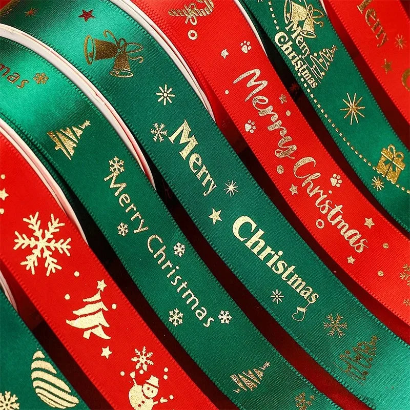 5M Christmas Ribbon Printed Christmas Polyester Ribbon For Handmade Design Christmas Decoration Navidad 2026 DIY Gift Box Packin