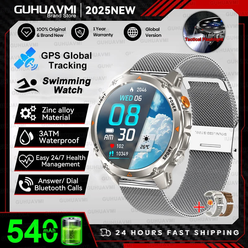 2025 New Professional GPS Sports Smart Watch Outdoor RIDE Run GPS track Swim Watchs Compass Altimeter 3ATM Sports Bracelets Men