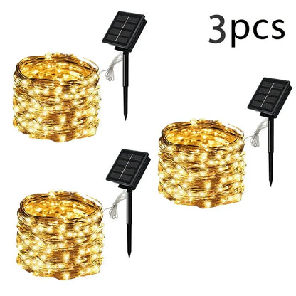 7m/12m/22m/32m LED Solar Light Outdoor Garden Fairy String Light Led Twinkle Waterproof Lamp for Christmas Patio Tree Party