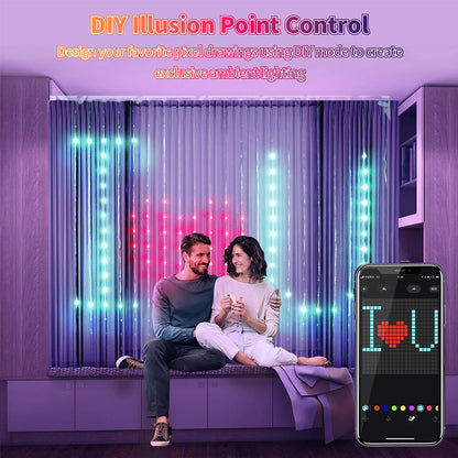 400 LED Smart Curtain Lights String Lights with Smart App Remote Control Music Sync Christmas Curtain String Outdoor Fairy Light