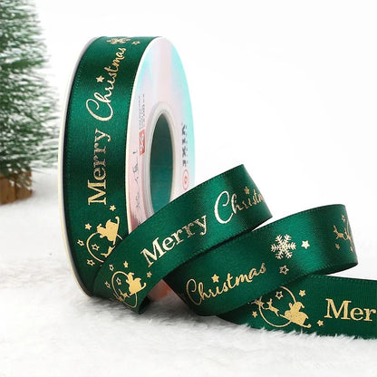 5M Christmas Ribbon Printed Christmas Polyester Ribbon For Handmade Design Christmas Decoration Navidad 2026 DIY Gift Box Packin