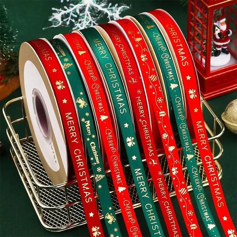 5M Christmas Ribbon Printed Christmas Polyester Ribbon For Handmade Design Christmas Decoration Navidad 2026 DIY Gift Box Packin