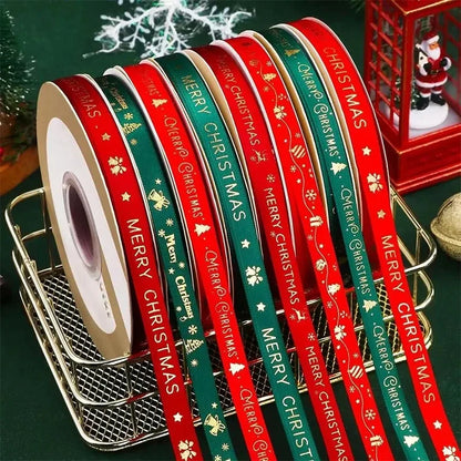 5M Christmas Ribbon Printed Christmas Polyester Ribbon For Handmade Design Christmas Decoration Navidad 2026 DIY Gift Box Packin