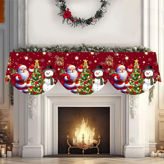 Christmas Fireplace Mantel Scarf Santa Snowman Tablecloth Christmas Decorations for Home 2025 Xmas Navidad Gifts New Year 2026