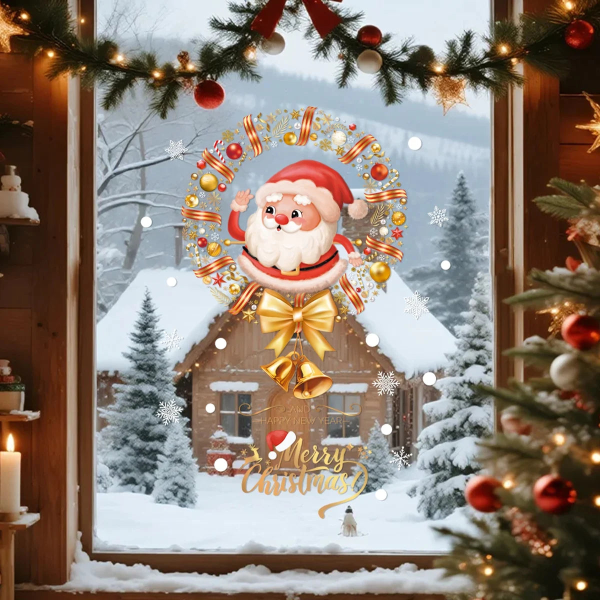 2026 Christmas Window Stickers Xmas Wall Sticker Decals Kid Room Wall Merry Christmas Decorations for Home 2025 New Year Sticker