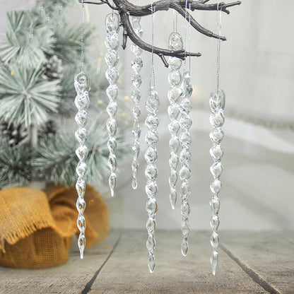 12/24/60pcs 13cm Christmas Simulation Ice Xmas Tree Hanging Ornament Fake Icicle Winter Party Christmas New Year Home Decoration