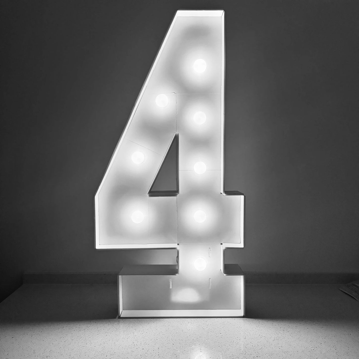 1Pc 73cm/28.7inch Light Up Digital Marquee Frame White Lights KT Board Number 0-9 Plug-in KT Board With Bracket Party Decorative