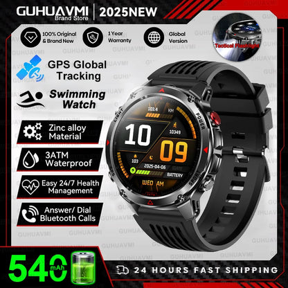 2025 New Professional GPS Sports Smart Watch Outdoor RIDE Run GPS track Swim Watchs Compass Altimeter 3ATM Sports Bracelets Men