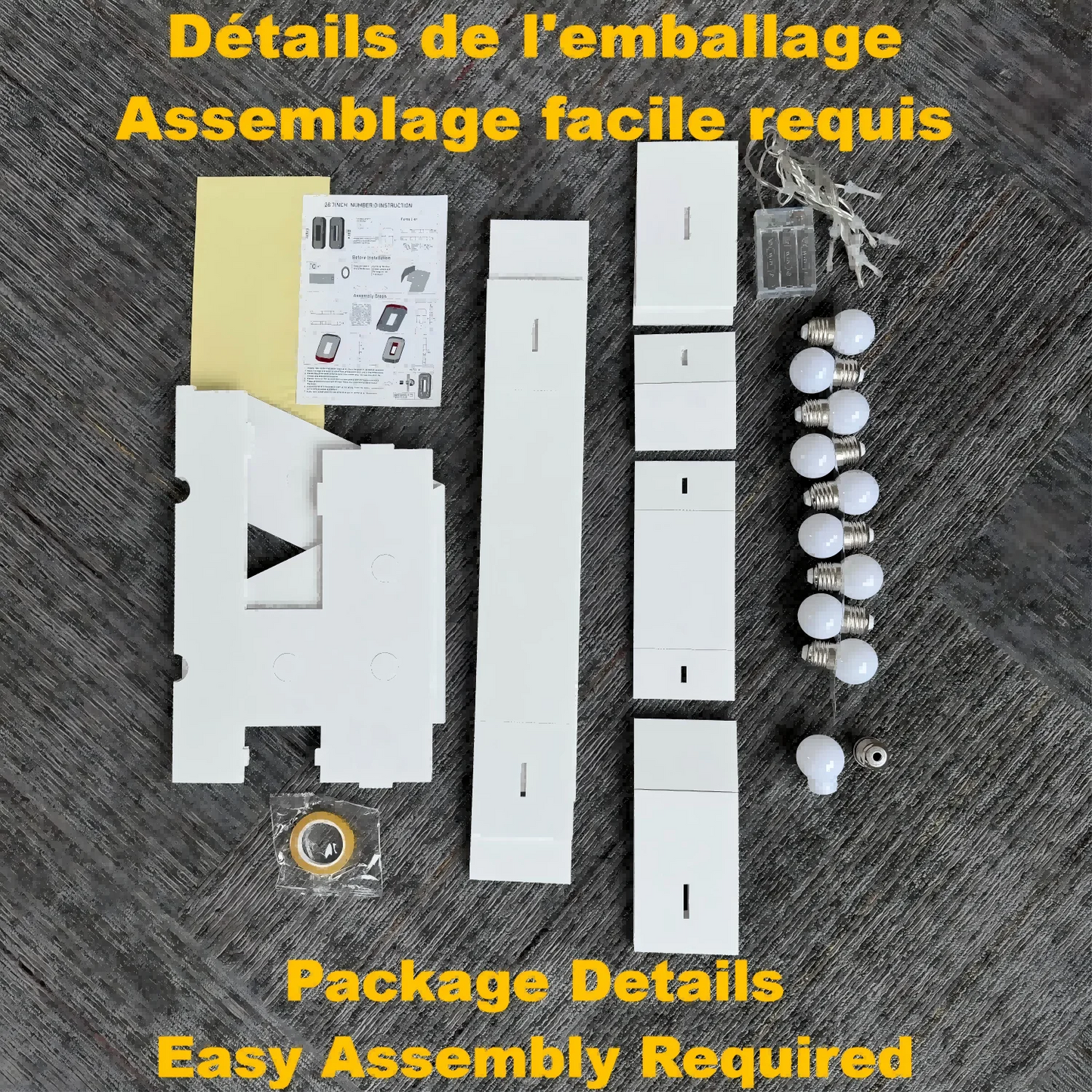 1Pc 73cm/28.7inch Light Up Digital Marquee Frame White Lights KT Board Number 0-9 Plug-in KT Board With Bracket Party Decorative