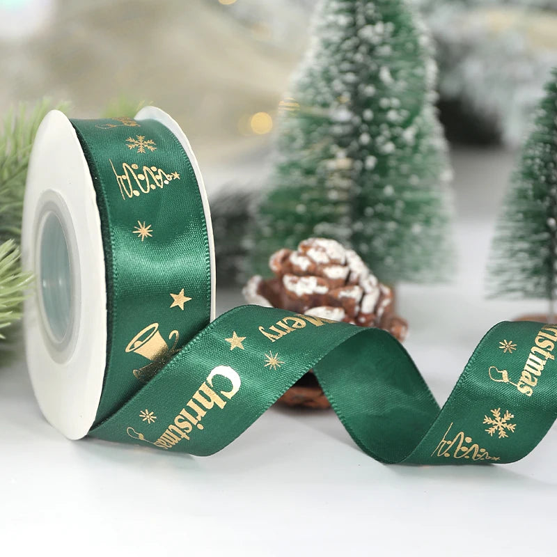 5M Christmas Ribbon Printed Christmas Polyester Ribbon For Handmade Design Christmas Decoration Navidad 2026 DIY Gift Box Packin