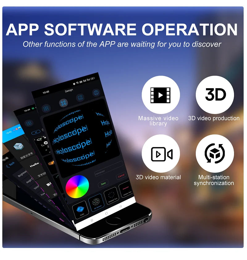 62cm 3D Fan Hologram Projector Wifi LED Sign Remote Control 3D Holographic Lamp Player Advertising Display Logo Light