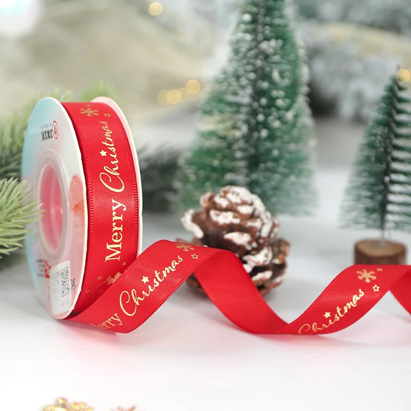 5M Christmas Ribbon Printed Christmas Polyester Ribbon For Handmade Design Christmas Decoration Navidad 2026 DIY Gift Box Packin