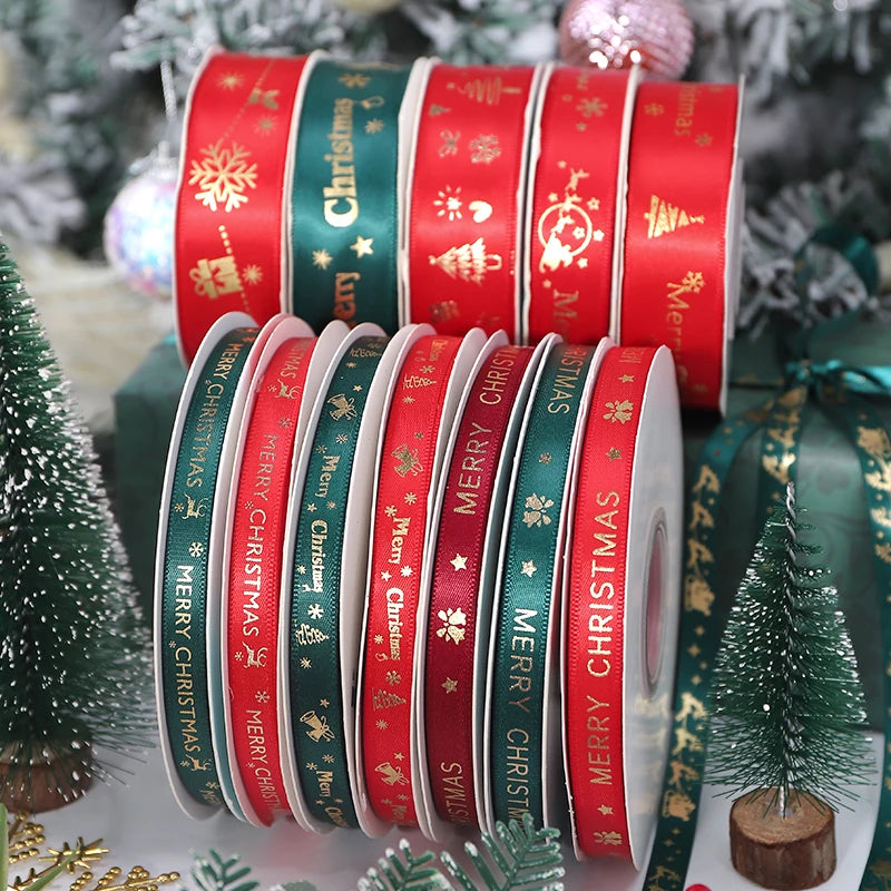 5M Christmas Ribbon Printed Christmas Polyester Ribbon For Handmade Design Christmas Decoration Navidad 2026 DIY Gift Box Packin