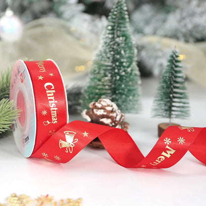 5M Christmas Ribbon Printed Christmas Polyester Ribbon For Handmade Design Christmas Decoration Navidad 2026 DIY Gift Box Packin