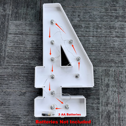 1Pc 73cm/28.7inch Light Up Digital Marquee Frame White Lights KT Board Number 0-9 Plug-in KT Board With Bracket Party Decorative