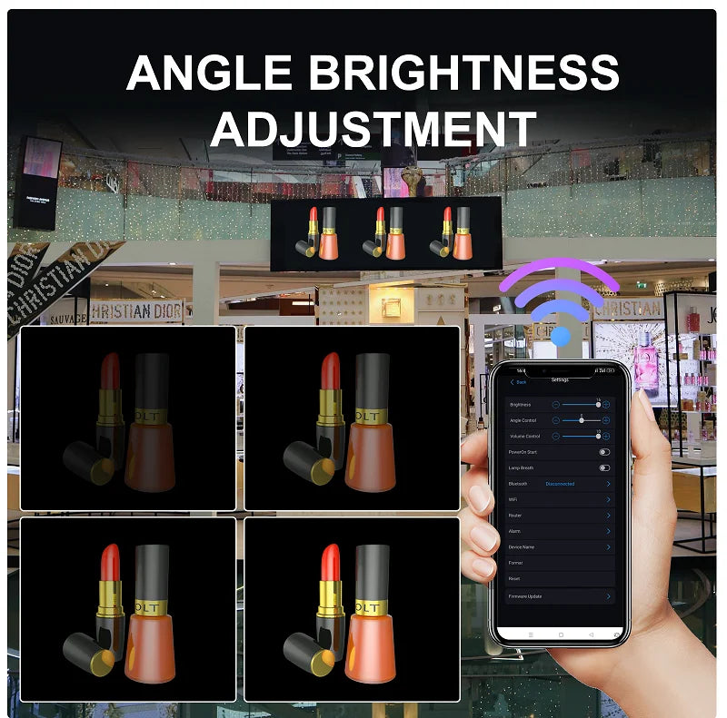 62cm 3D Fan Hologram Projector Wifi LED Sign Remote Control 3D Holographic Lamp Player Advertising Display Logo Light