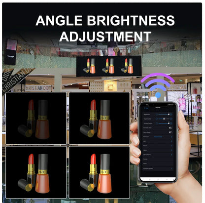 62cm 3D Fan Hologram Projector Wifi LED Sign Remote Control 3D Holographic Lamp Player Advertising Display Logo Light