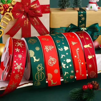 5M Christmas Ribbon Printed Christmas Polyester Ribbon For Handmade Design Christmas Decoration Navidad 2026 DIY Gift Box Packin