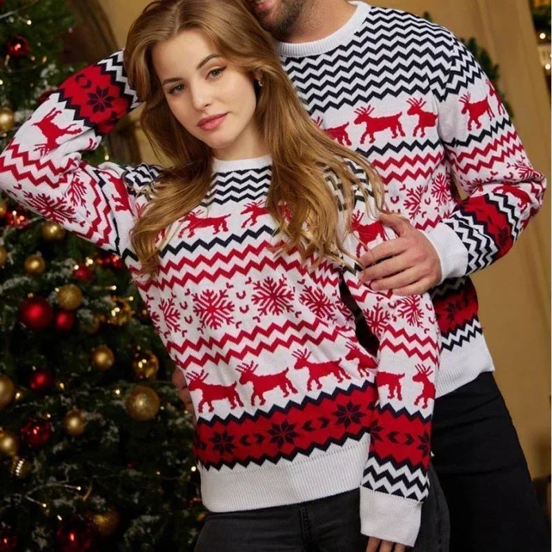 2025 Christmas Sweaters Women Men Boys Girls Matching Outfits Couples Kids Casual Knitwear Long Sleeve Jumpers Xmas Family Look