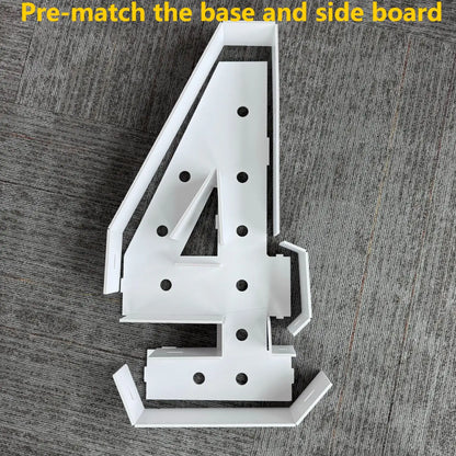1Pc 73cm/28.7inch Light Up Digital Marquee Frame White Lights KT Board Number 0-9 Plug-in KT Board With Bracket Party Decorative