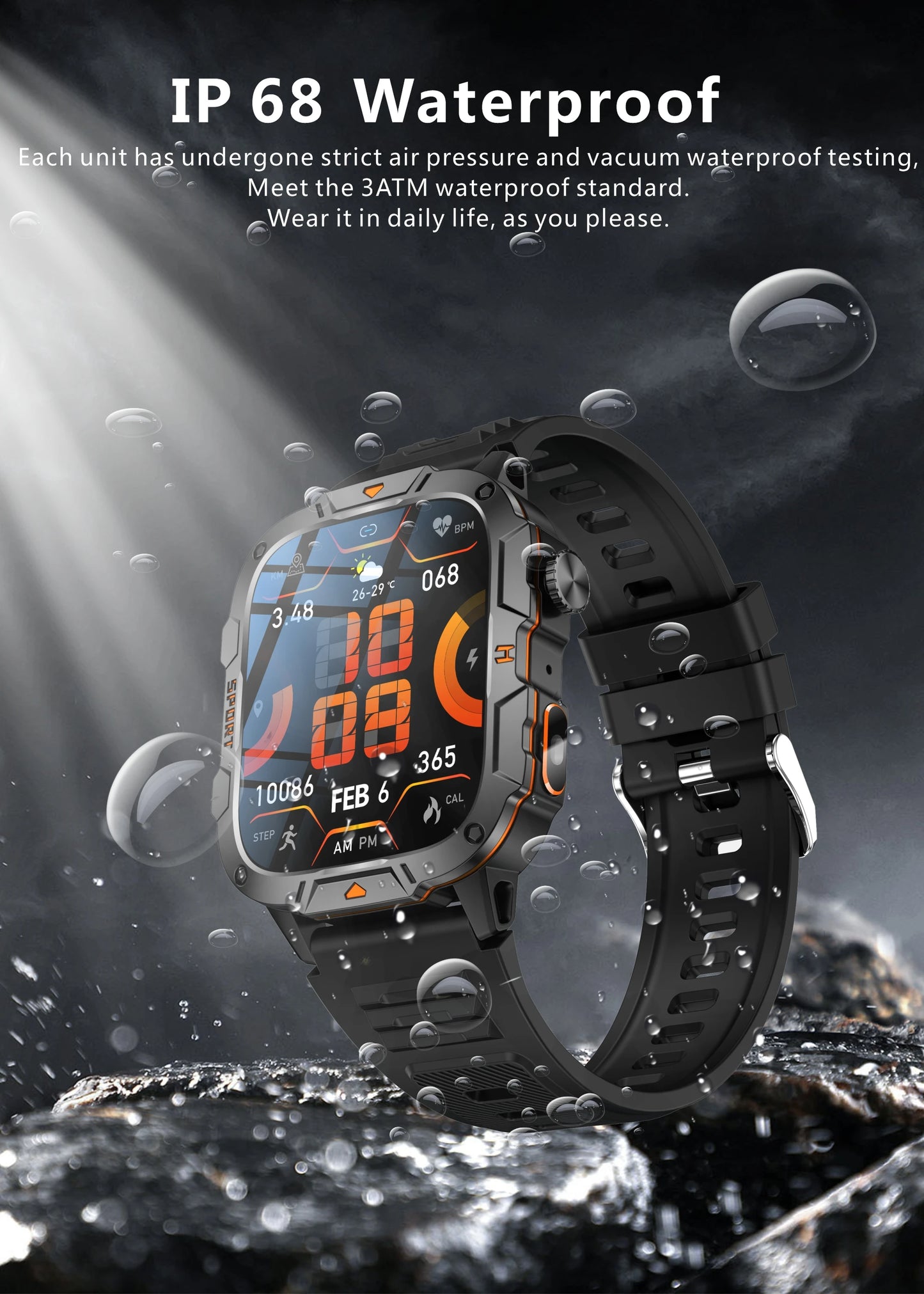 2025 New For Xiaomi Military Grade Smart Watch Men 1.96" AMOLED Screen 5ATM Waterproof Sports Fitness Tracker BT Call Smartwatch