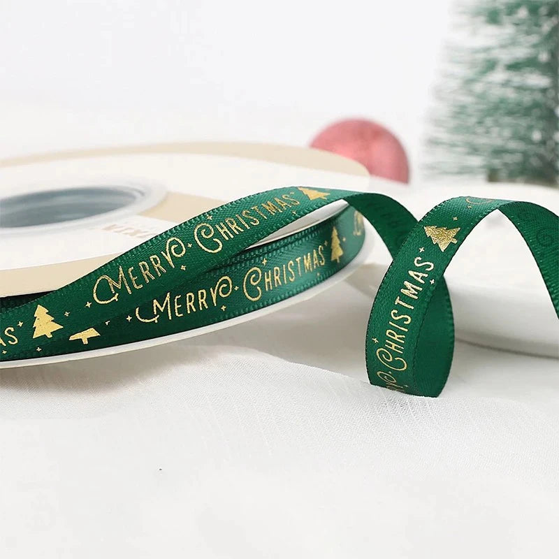 5M Christmas Ribbon Printed Christmas Polyester Ribbon For Handmade Design Christmas Decoration Navidad 2026 DIY Gift Box Packin