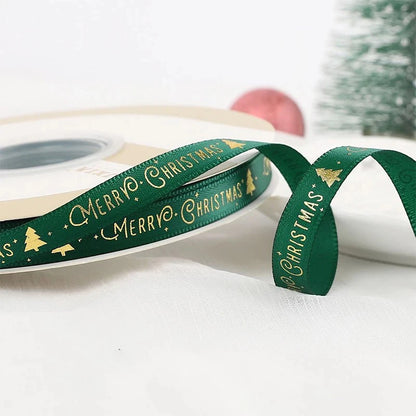 5M Christmas Ribbon Printed Christmas Polyester Ribbon For Handmade Design Christmas Decoration Navidad 2026 DIY Gift Box Packin
