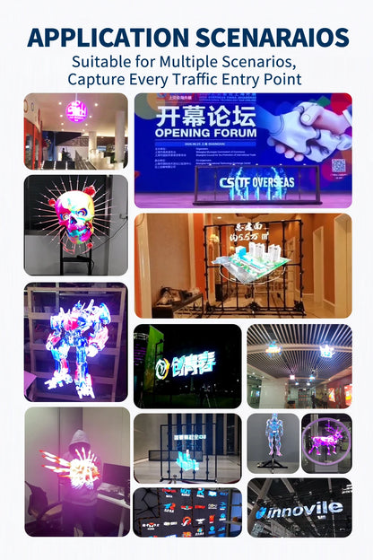 3D Hologram Fan 20.4" 22" 23.6" LED Holographic Display High Brightness Advertising Projector for Store Exhibition