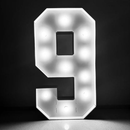 1Pc 73cm/28.7inch Light Up Digital Marquee Frame White Lights KT Board Number 0-9 Plug-in KT Board With Bracket Party Decorative