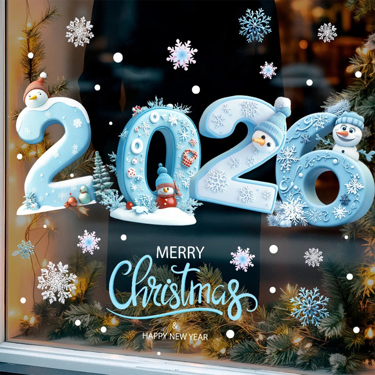 2026 Christmas Window Stickers Xmas Wall Sticker Decals Kid Room Wall Merry Christmas Decorations for Home 2025 New Year Sticker