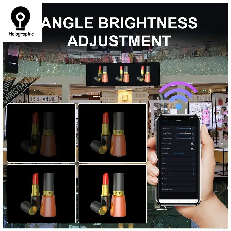 62cm 3D Fan Hologram Projector Wifi LED Sign Remote Control 3D Holographic Lamp Player Advertising Display Logo Light