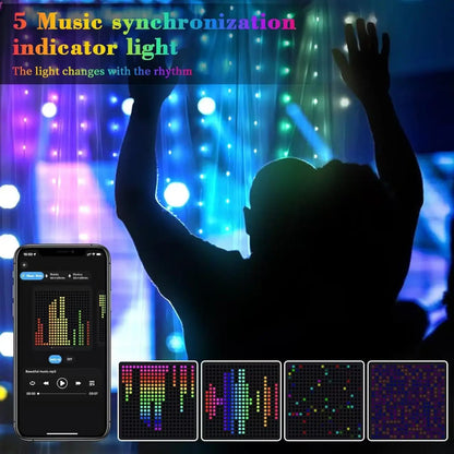 400 LED Smart Curtain Lights String Lights with Smart App Remote Control Music Sync Christmas Curtain String Outdoor Fairy Light